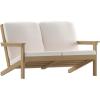 Flash Furniture Charlestown Adirondack Style Deep Seat Patio Loveseat with Cushions – Gray Poly Resin Frame – Gray All-Weather Cushions – Indoor/Outdoor(Natural Cedar/Cream)