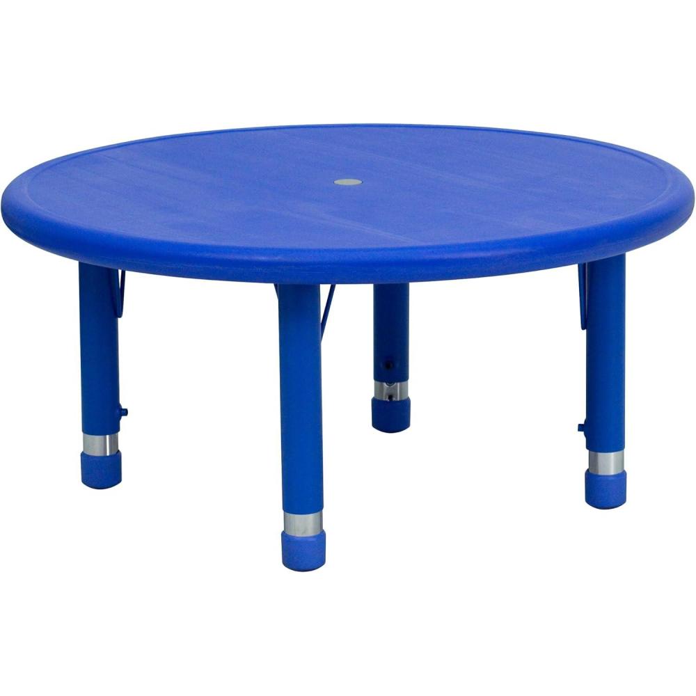 image:imageFlash Furniture Wren 33quot Round Natural Plastic Height AdjusTable with Rounded Safety Corners Activity Table with Rounded Safety CornersBlue