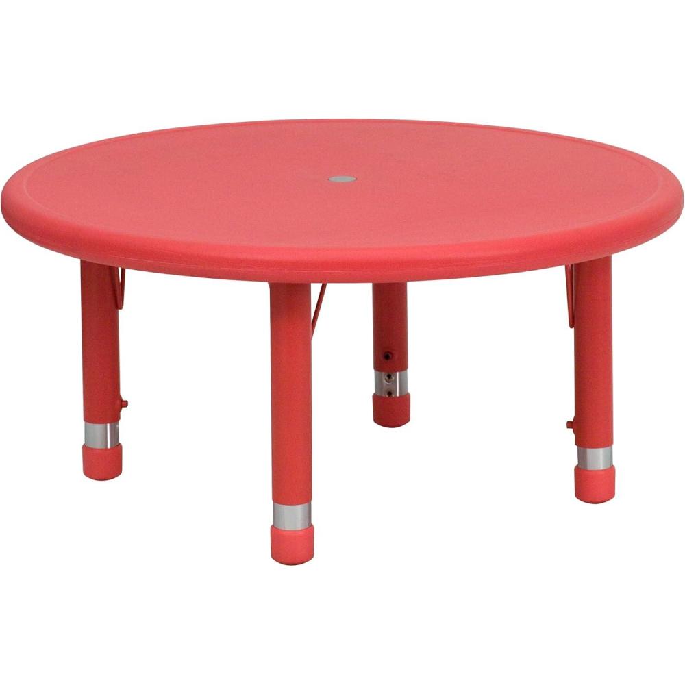 image:imageFlash Furniture Wren 33quot Round Natural Plastic Height AdjusTable with Rounded Safety Corners Activity Table with Rounded Safety CornersRed