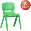 Flash Furniture Whitney 2 Pack Green Plastic Stackable School Chair with 13.25″ Seat Height