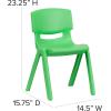 Flash Furniture Whitney 2 Pack Green Plastic Stackable School Chair with 13.25″ Seat Height
