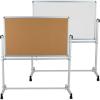 Flash Furniture HERCULES Series 45.25″W x 54.75″H Reversible Mobile Cork Bulletin Board and White Board with Pen Tray(53″W x 59″H)