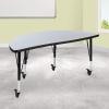 Flash Furniture Mobile 47.5″ Half Circle Wave Collaborative Grey Thermal Laminate Activity Table – Height Adjustable Short Legs(Grey)