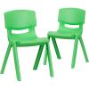 Flash Furniture Whitney 2 Pack Green Plastic Stackable School Chair with 13.25″ Seat Height