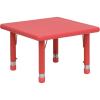 Flash Furniture Wren 24″ Square Natural Plastic Height Adjustable Activity Table(Red)