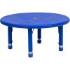 Flash Furniture Wren 33″ Round Natural Plastic Height AdjusTable with Rounded Safety Corners Activity Table with Rounded Safety Corners(Blue)