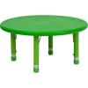 Flash Furniture Wren 33″ Round Natural Plastic Height AdjusTable with Rounded Safety Corners Activity Table with Rounded Safety Corners(Green)