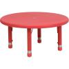 Flash Furniture Wren 33″ Round Natural Plastic Height AdjusTable with Rounded Safety Corners Activity Table with Rounded Safety Corners(Red)