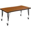 Flash Furniture Wren Mobile 28″W x 47.5″L Rectangular Wave Flexible Collaborative Oak Thermal Laminate Activity Table – Height Adjustable Short Legs(Oak)