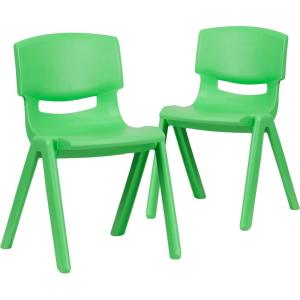 Flash Furniture Whitney 2 Pack Green Plastic Stackable School Chair with 13.25″ Seat Height