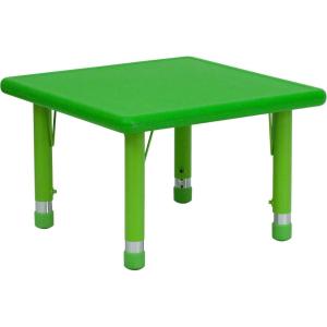 Flash Furniture Wren 24″ Square Natural Plastic Height Adjustable Activity Table(Green)