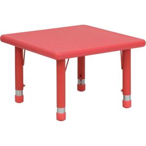 Flash Furniture Wren 24″ Square Natural Plastic Height Adjustable Activity Table(Red)