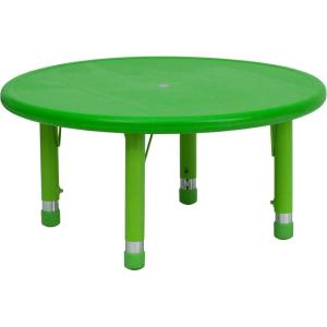 Flash Furniture Wren 33″ Round Natural Plastic Height AdjusTable with Rounded Safety Corners Activity Table with Rounded Safety Corners(Green)