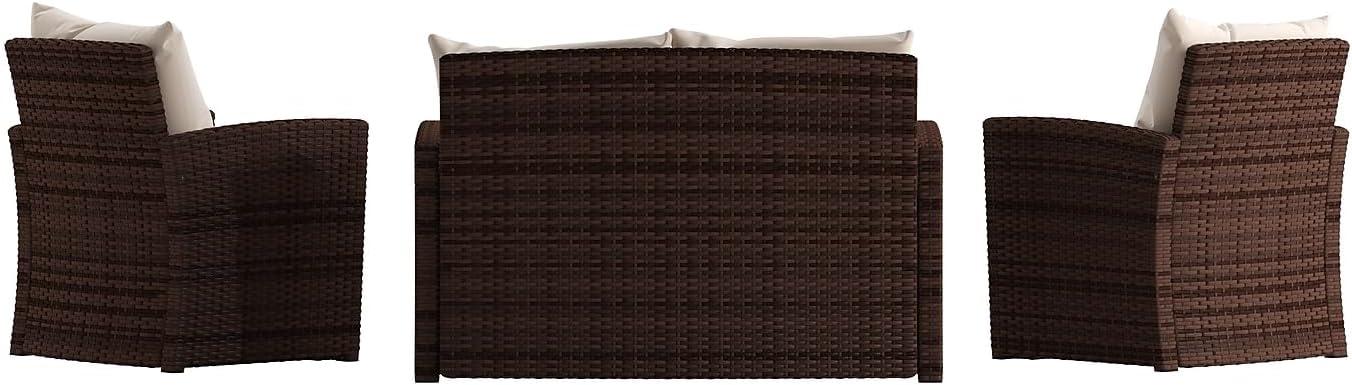 image:imageFlash Furniture Aransas Series 4 Piece Brown Patio Set with Beige Back Pillows and Seat CushionsBrownBeige