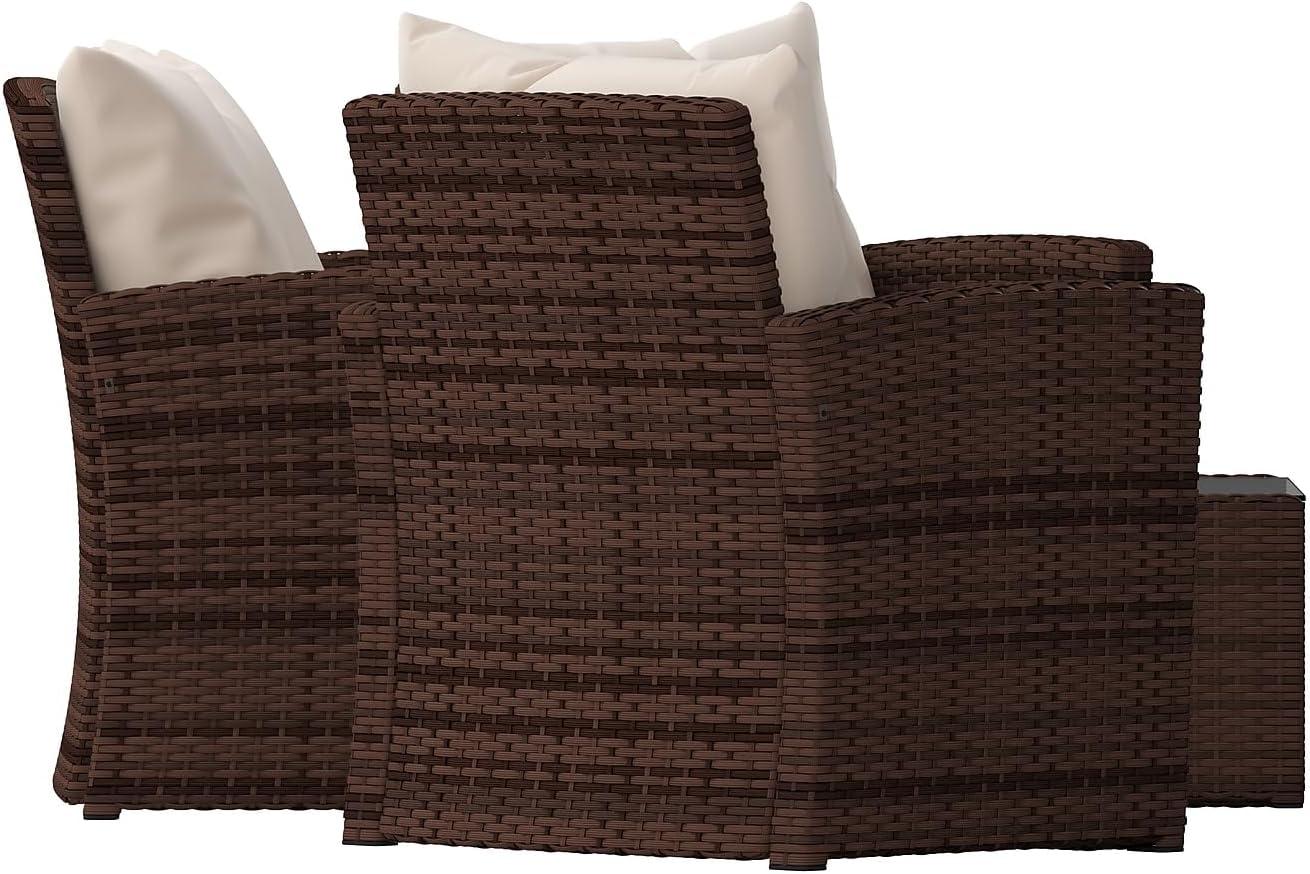 image:imageFlash Furniture Aransas Series 4 Piece Brown Patio Set with Beige Back Pillows and Seat CushionsBrownBeige