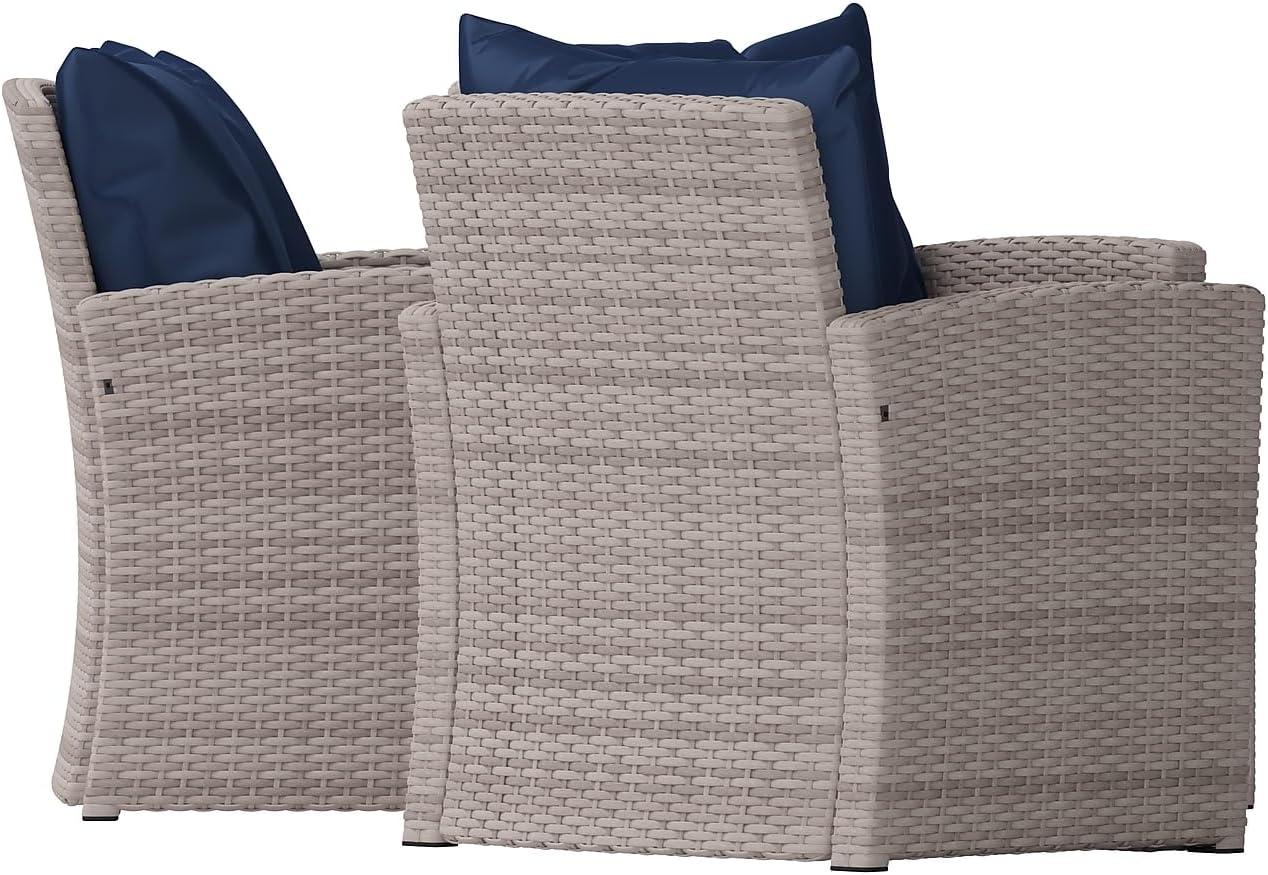 image:imageFlash Furniture Aransas Series 4 Piece Brown Patio Set with Beige Back Pillows and Seat CushionsLight GrayNavy
