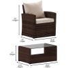 Flash Furniture Aransas Series 4 Piece Brown Patio Set with Beige Back Pillows and Seat Cushions(Brown/Beige)