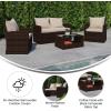 Flash Furniture Aransas Series 4 Piece Brown Patio Set with Beige Back Pillows and Seat Cushions(Brown/Beige)