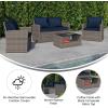 Flash Furniture Aransas Series 4 Piece Brown Patio Set with Beige Back Pillows and Seat Cushions(Light Gray/Navy)