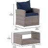 Flash Furniture Aransas Series 4 Piece Brown Patio Set with Beige Back Pillows and Seat Cushions(Light Gray/Navy)