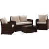 Flash Furniture Aransas Series 4 Piece Brown Patio Set with Beige Back Pillows and Seat Cushions(Brown/Beige)