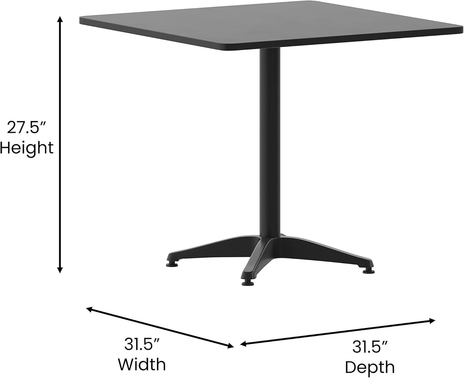 image:imageFlash Furniture 315 Square Aluminum IndoorOutdoor Table Set with 4 Slat Back ChairsBlack