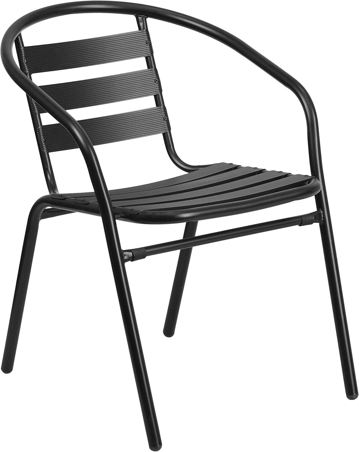 image:imageFlash Furniture 315 Square Aluminum IndoorOutdoor Table Set with 4 Slat Back ChairsBlack