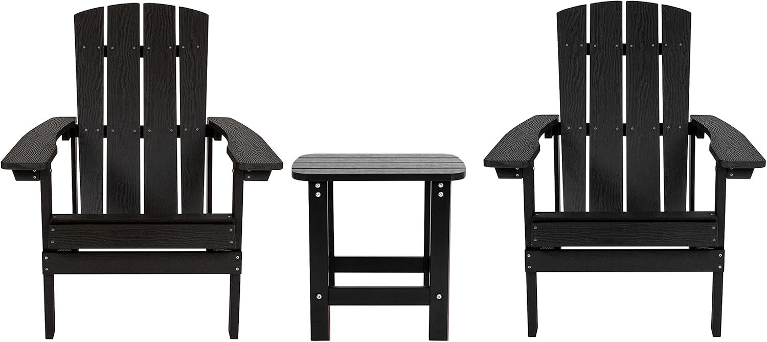 image:imageFlash Furniture Charlestown Commercial 2 Chair and Side Table Adirondack Set Red Poly Resin Weather ResistantBlack