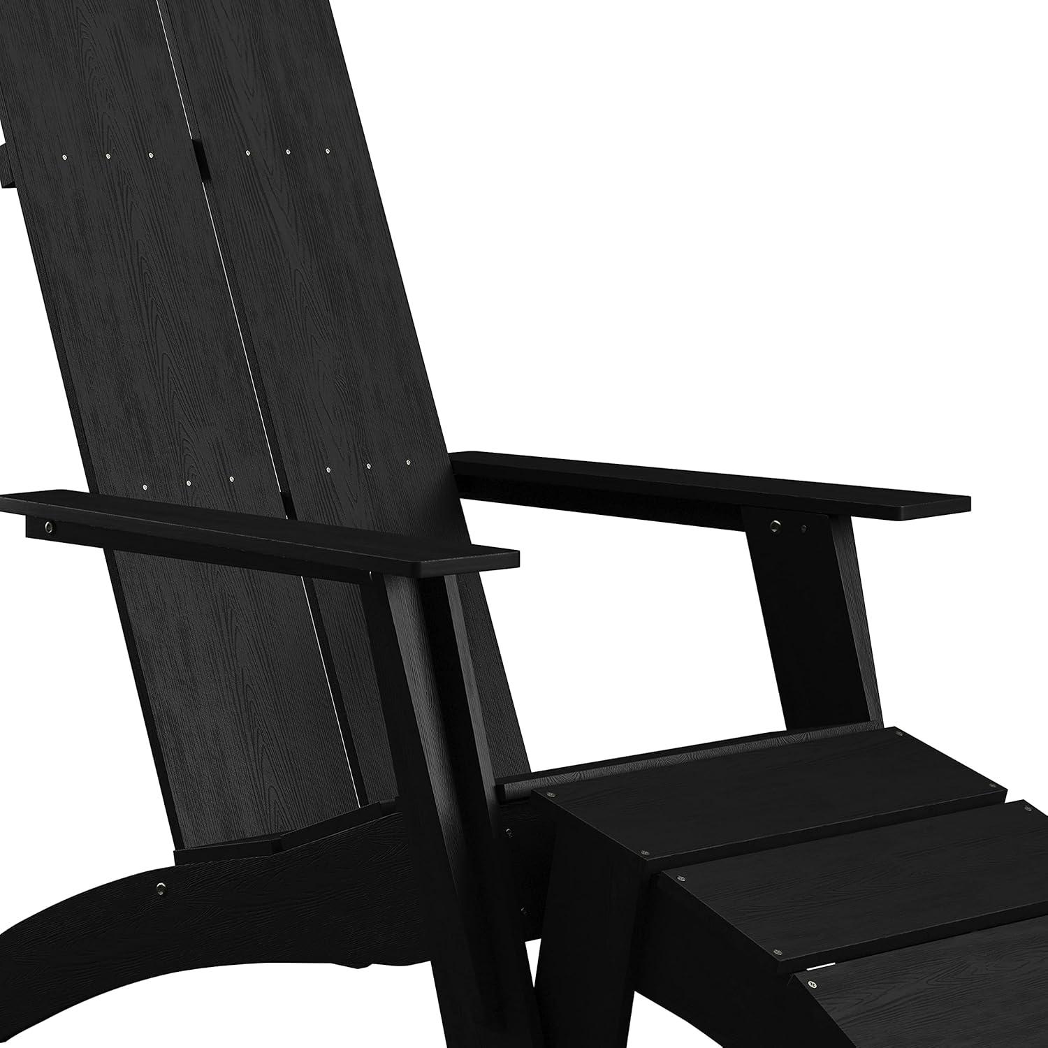 image:imageFlash Furniture Charlestown Commercial 2 Chair and Side Table Adirondack Set Red Poly Resin Weather ResistantBlack