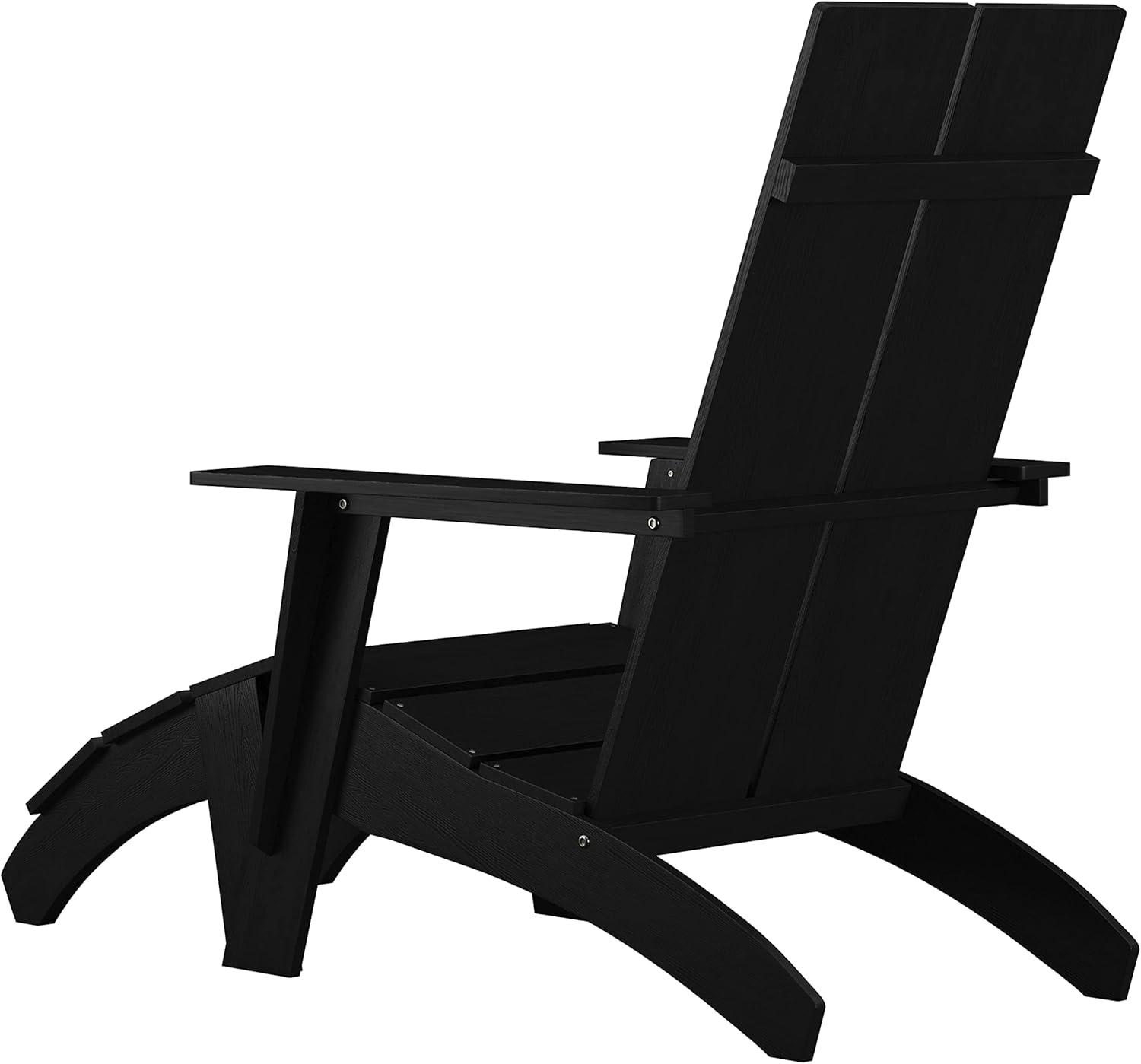 image:imageFlash Furniture Charlestown Commercial 2 Chair and Side Table Adirondack Set Red Poly Resin Weather ResistantBlack