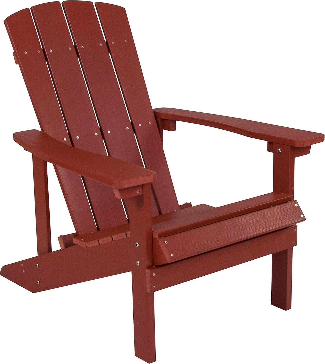 image:imageFlash Furniture Charlestown Commercial 2 Chair and Side Table Adirondack Set Red Poly Resin Weather ResistantRed