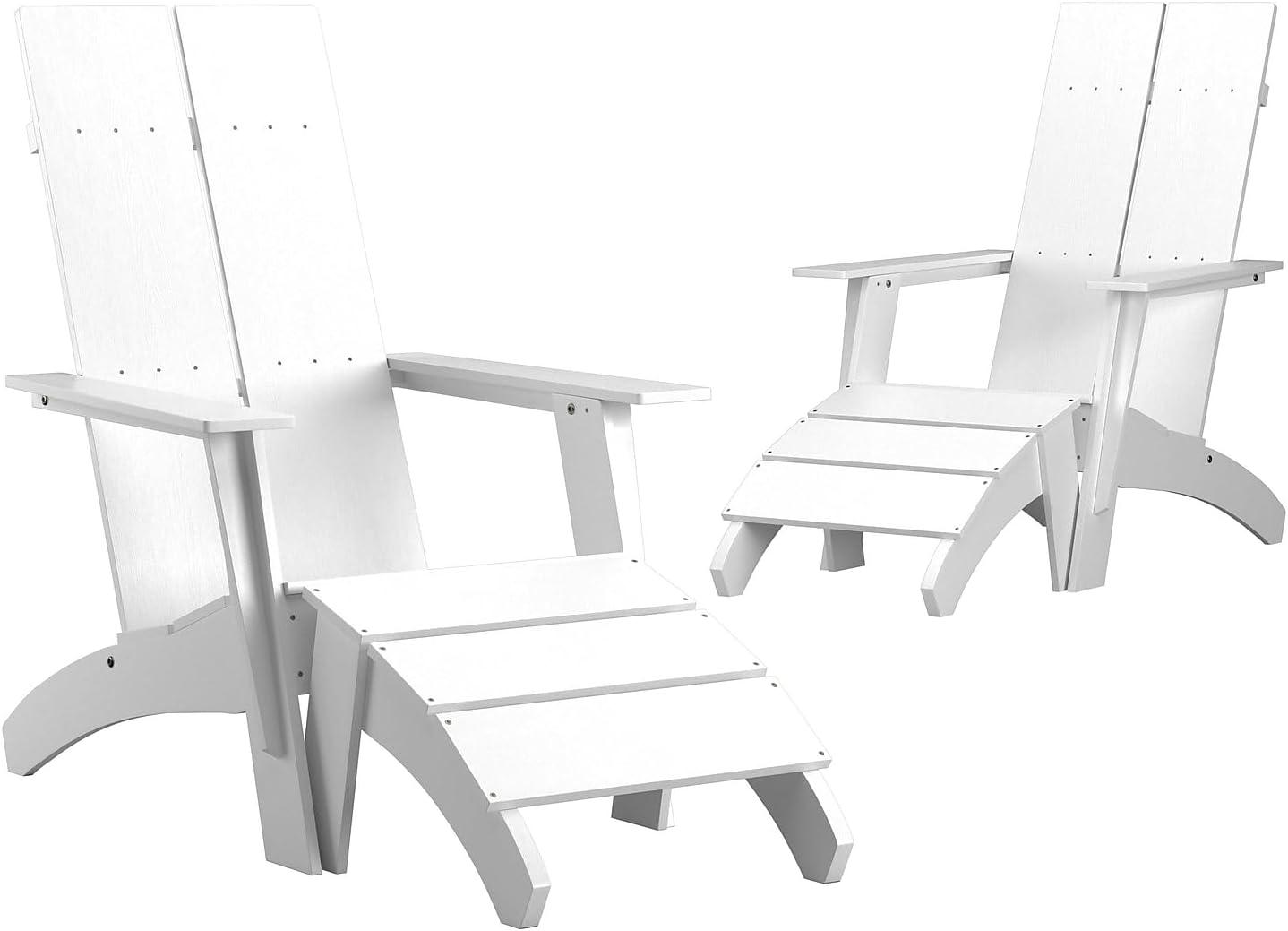 image:imageFlash Furniture Charlestown Commercial 2 Chair and Side Table Adirondack Set Red Poly Resin Weather ResistantWhite