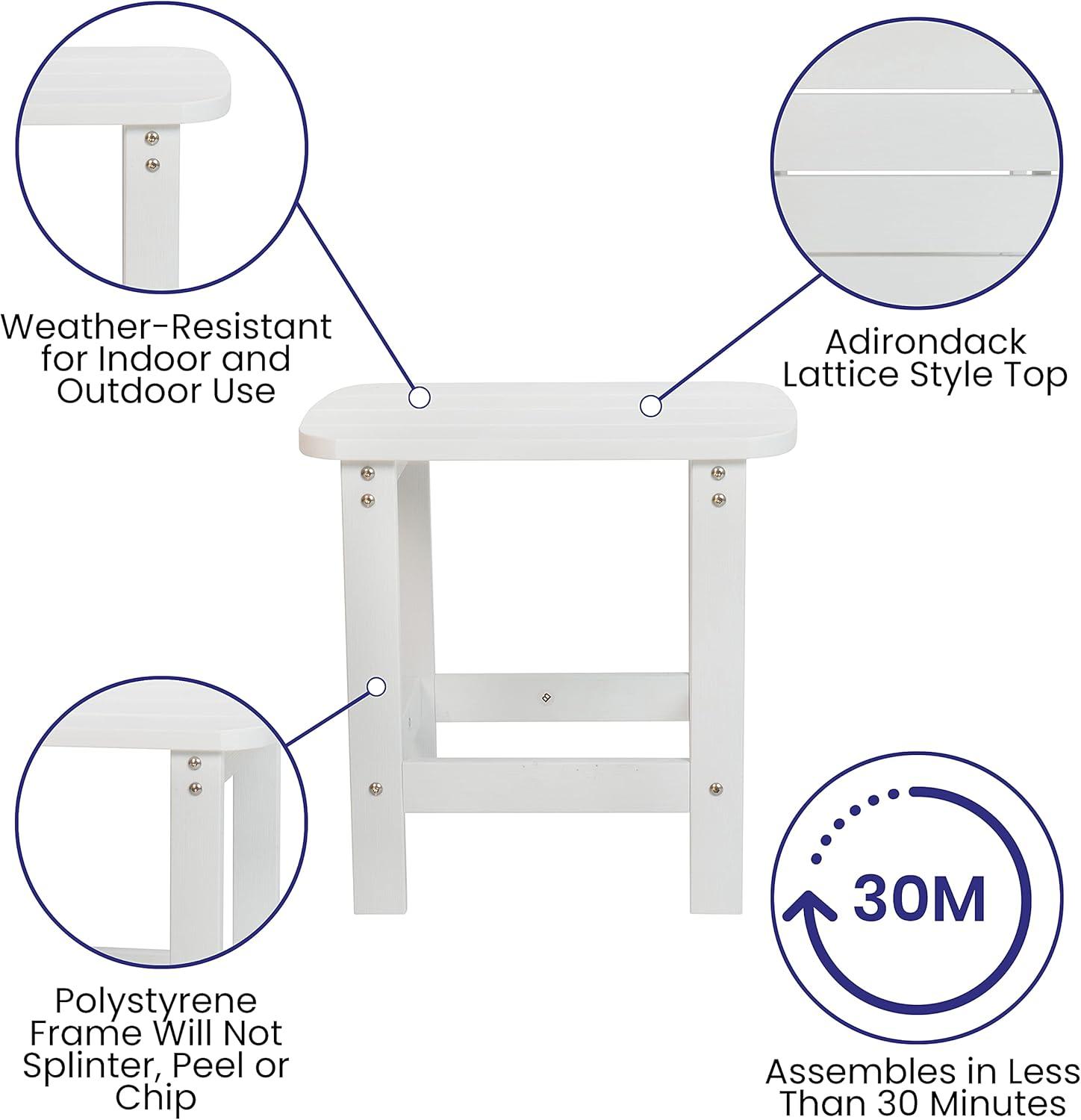 image:imageFlash Furniture Charlestown Commercial 2 Chair and Side Table Adirondack Set Red Poly Resin Weather ResistantWhite