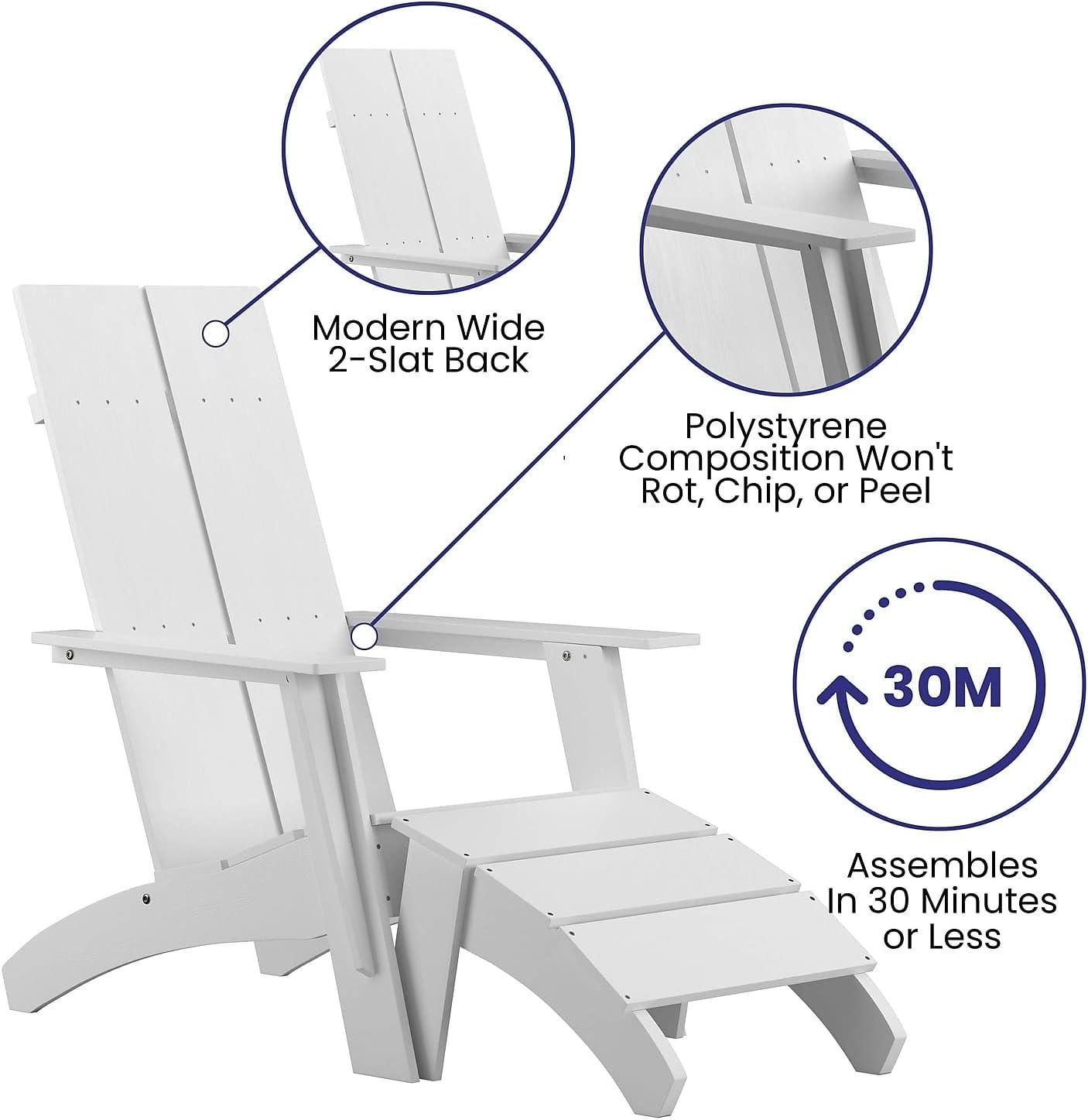 image:imageFlash Furniture Charlestown Commercial 2 Chair and Side Table Adirondack Set Red Poly Resin Weather ResistantWhite