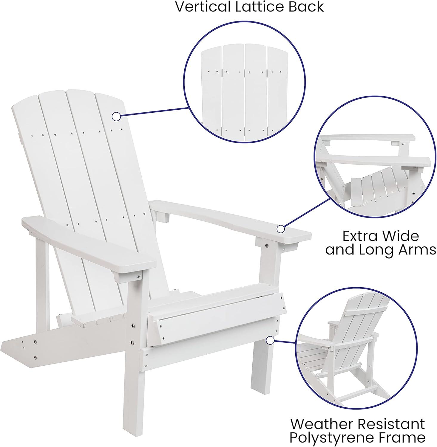 image:imageFlash Furniture Charlestown Commercial 2 Chair and Side Table Adirondack Set Red Poly Resin Weather ResistantWhite