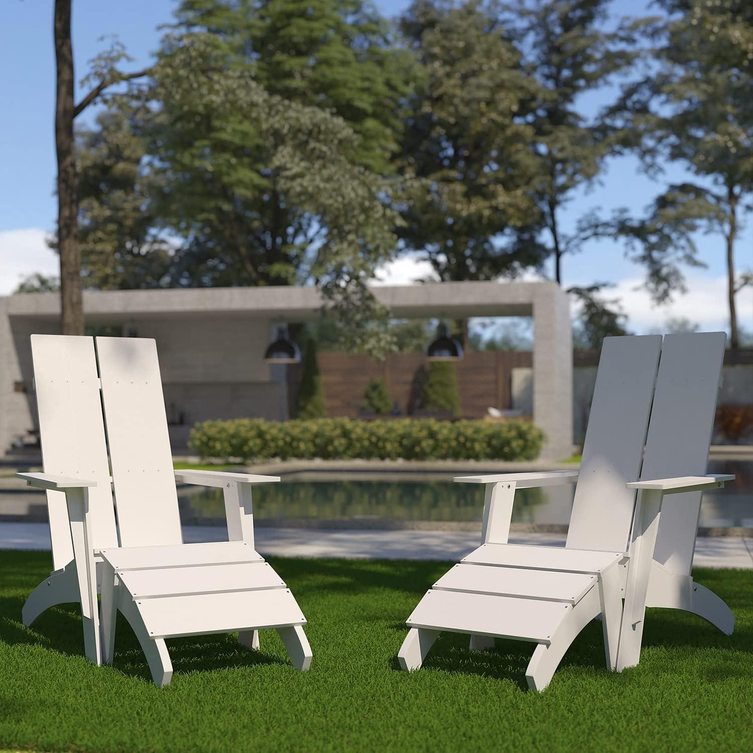 image:imageFlash Furniture Charlestown Commercial 2 Chair and Side Table Adirondack Set Red Poly Resin Weather ResistantWhite