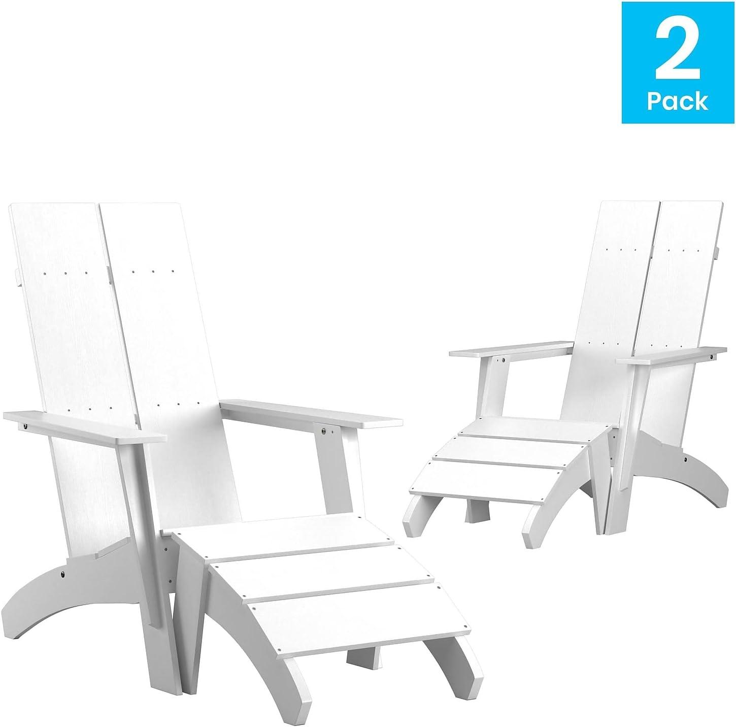 image:imageFlash Furniture Charlestown Commercial 2 Chair and Side Table Adirondack Set Red Poly Resin Weather ResistantWhite