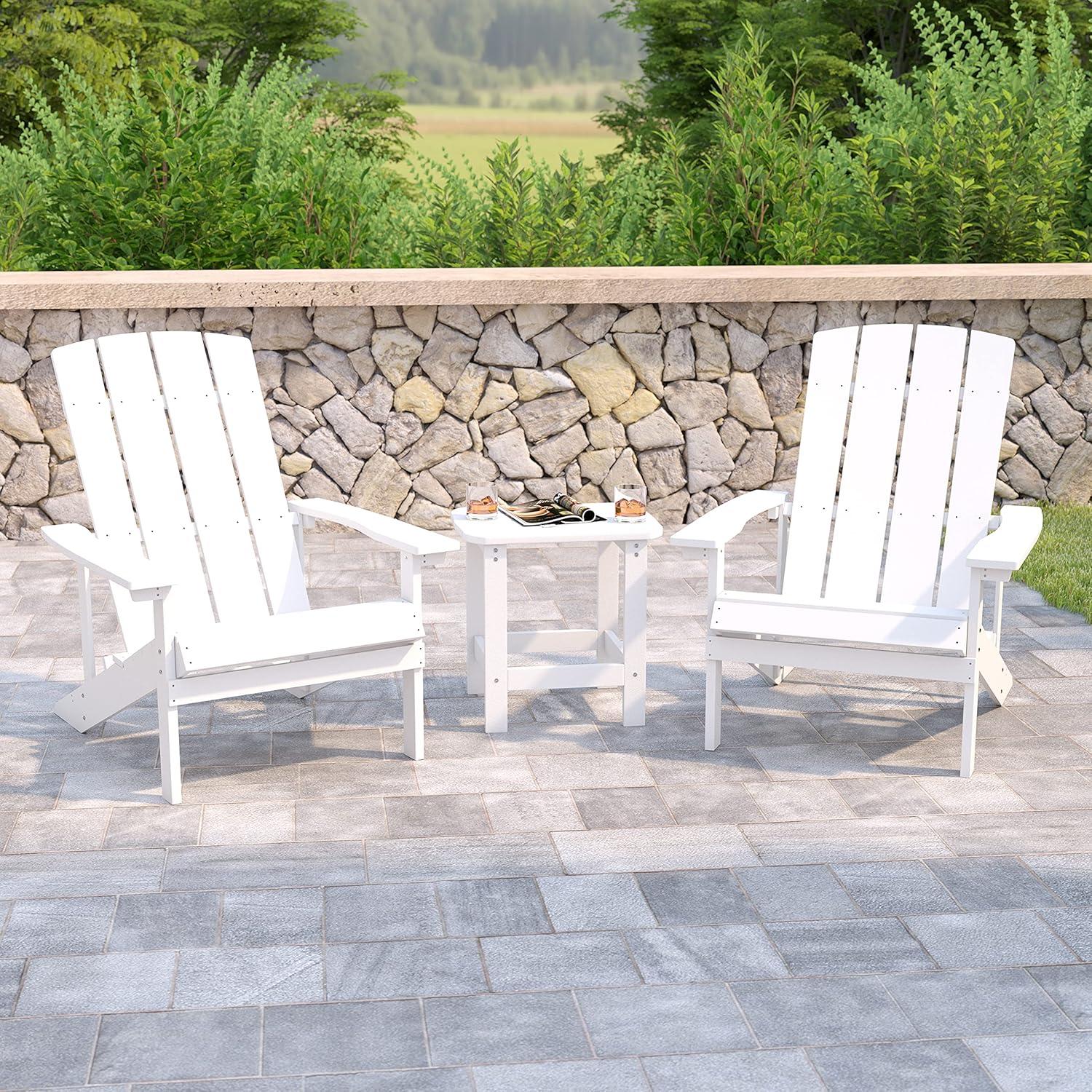 image:imageFlash Furniture Charlestown Commercial 2 Chair and Side Table Adirondack Set Red Poly Resin Weather ResistantWhite