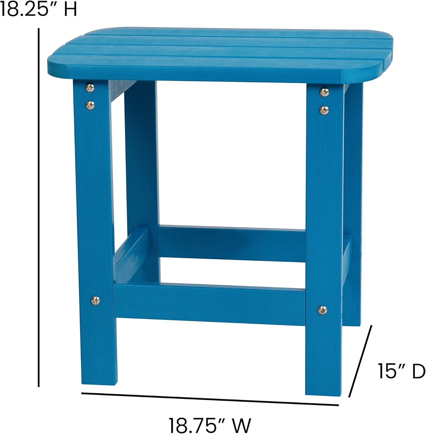 image:imageFlash Furniture Charlestown Commercial 2 Folding Chairs and Side Table Adirondack Set Black Poly Resin Weather ResistantBlue