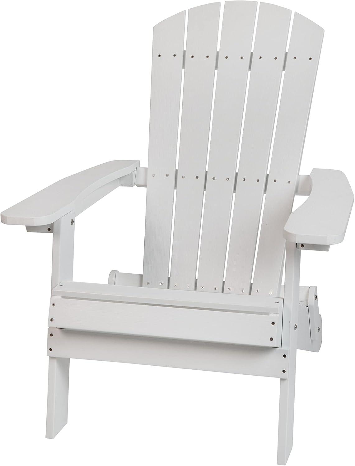image:imageFlash Furniture Charlestown Commercial 2 Folding Chairs and Side Table Adirondack Set Black Poly Resin Weather ResistantWhite