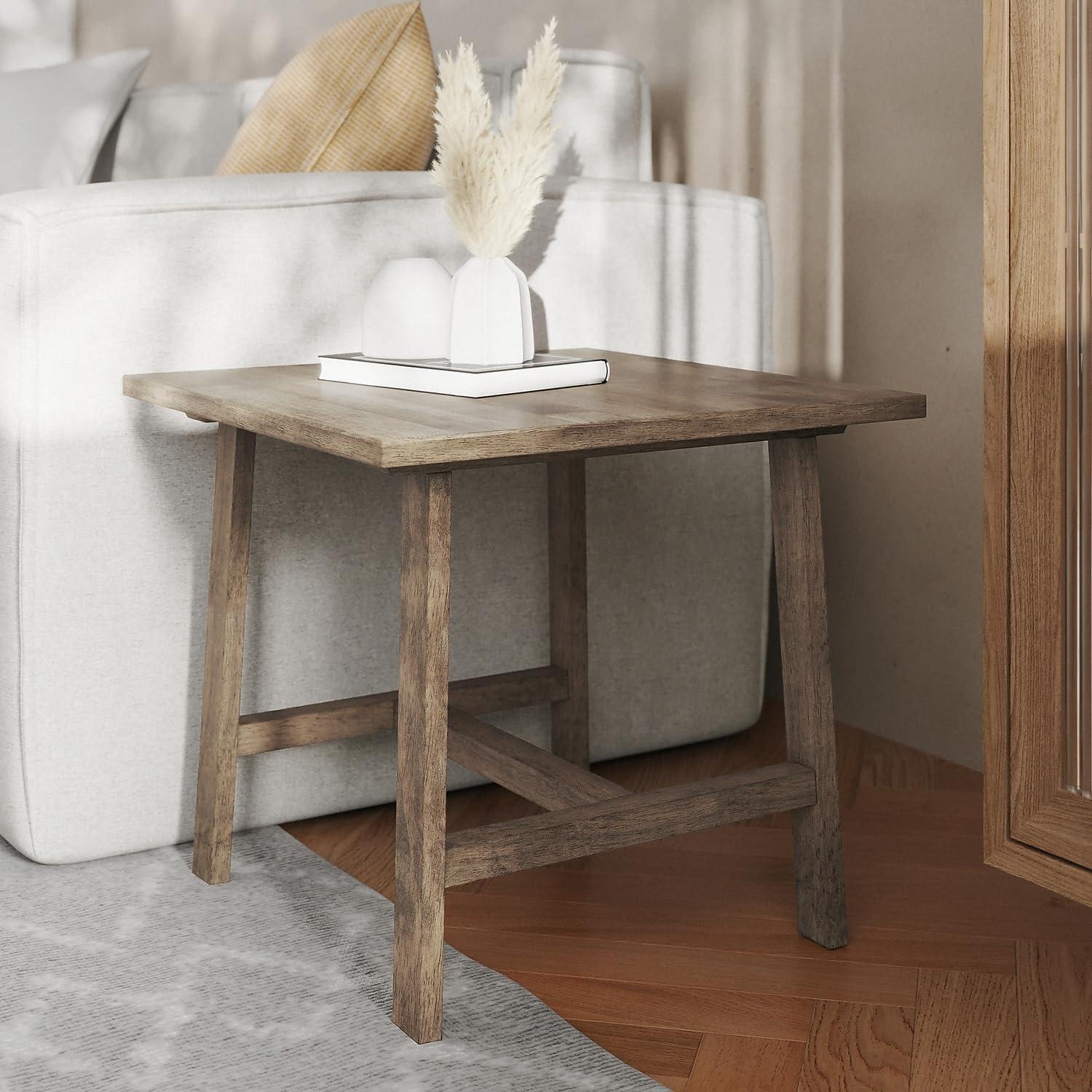 image:imageFlash Furniture Eli Farmhouse Trestle End Table Rustic Solid Wood End Table XFrame Design Living Room Bedroom Home Office 1975 H Rustic BrownRustic Brown