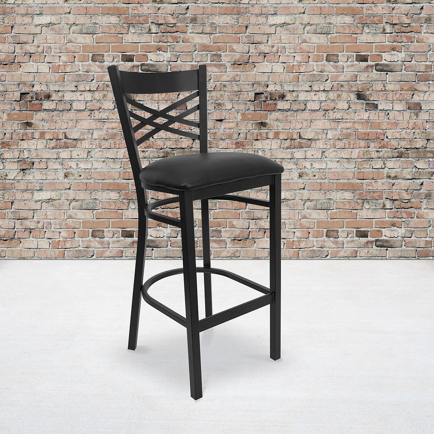 image:imageFlash Furniture HERCULES Series Black X Back Metal Restaurant Barstool Black Vinyl SeatBlack Vinyl SeatBlack Metal Frame