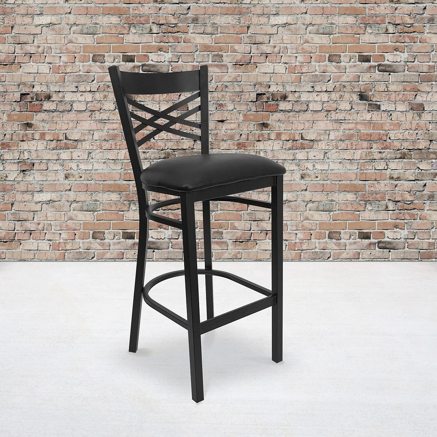 image:imageFlash Furniture HERCULES Series Black X Back Metal Restaurant Barstool Black Vinyl SeatBlack Vinyl SeatBlack Metal Frame