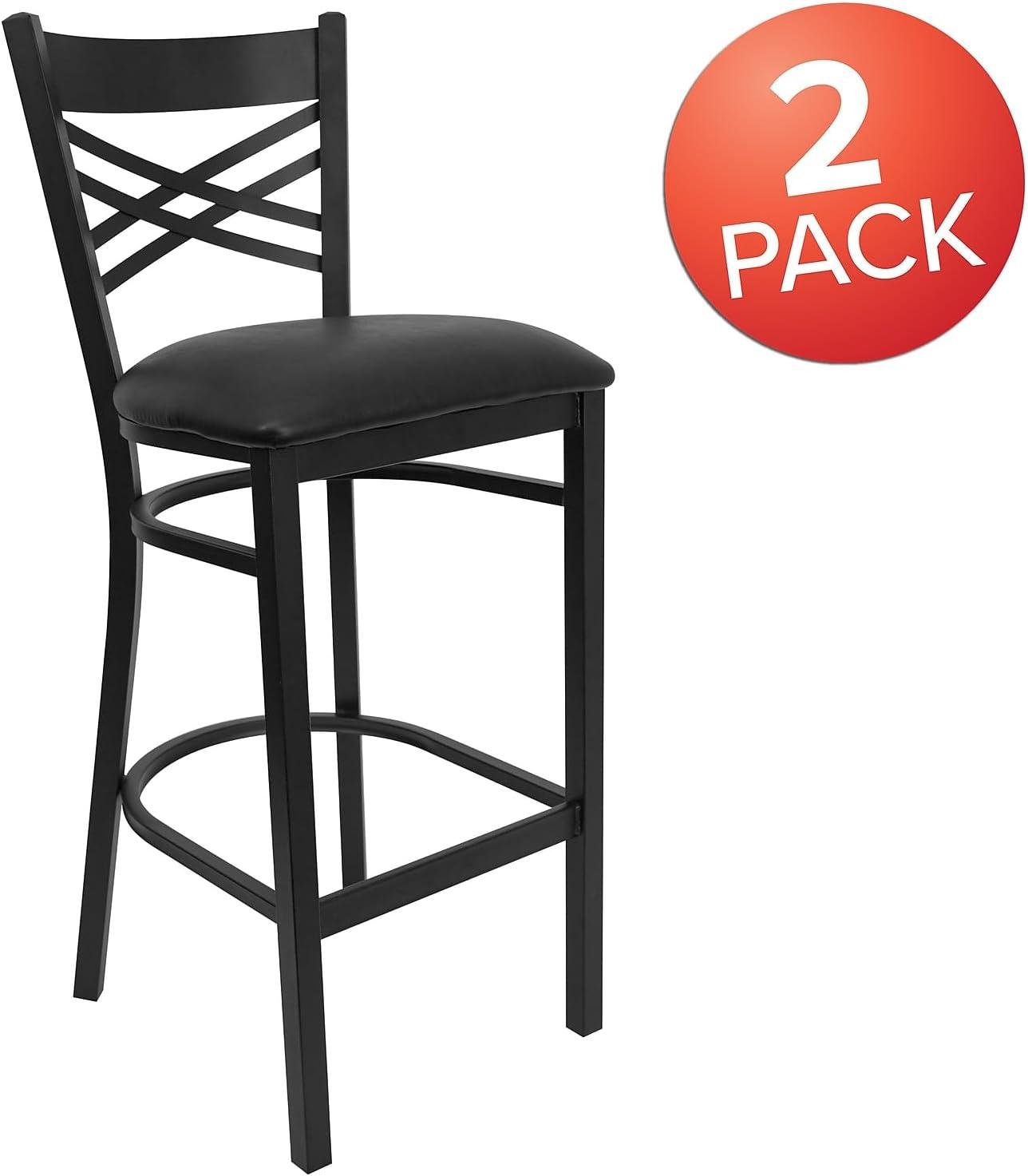 image:imageFlash Furniture HERCULES Series Black X Back Metal Restaurant Barstool Black Vinyl SeatBlack Vinyl SeatBlack Metal Frame