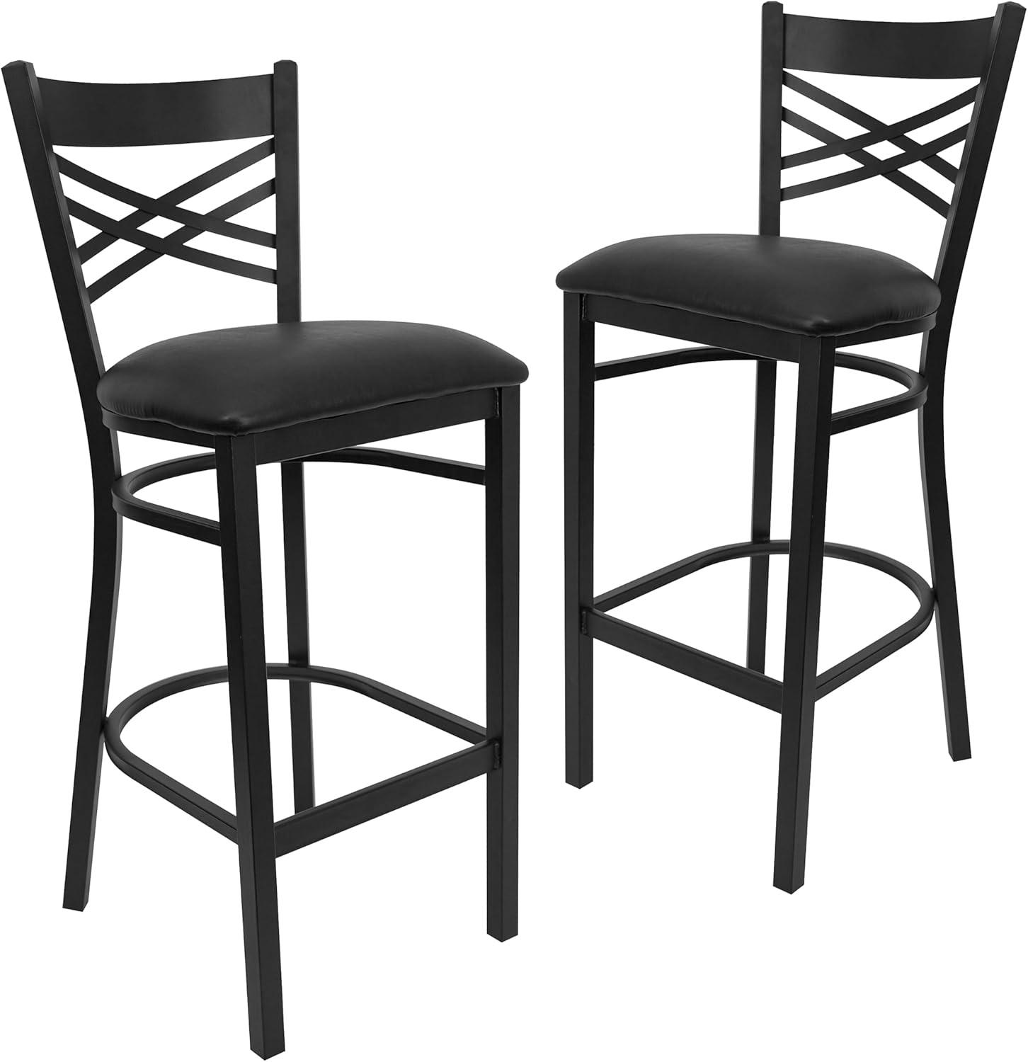 image:imageFlash Furniture HERCULES Series Black X Back Metal Restaurant Barstool Black Vinyl SeatBlack Vinyl SeatBlack Metal Frame