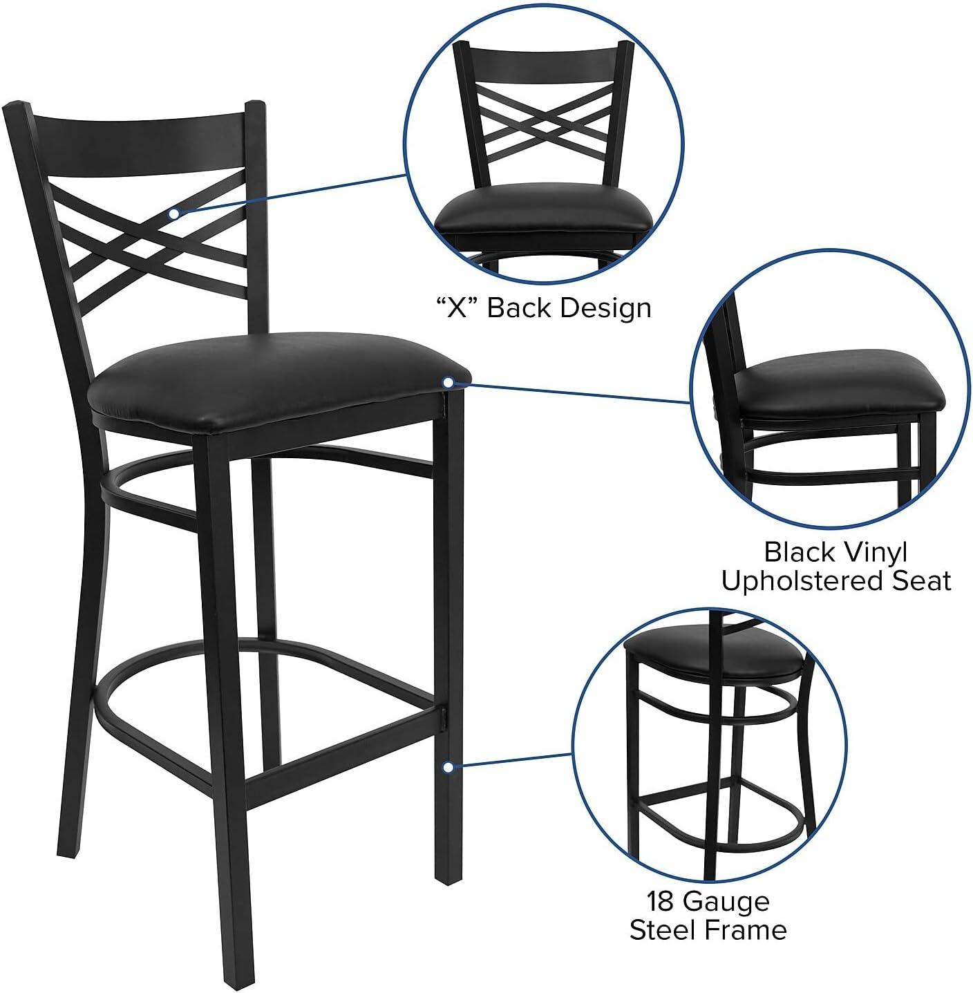 image:imageFlash Furniture HERCULES Series Black X Back Metal Restaurant Barstool Black Vinyl SeatBlack Vinyl SeatBlack Metal Frame