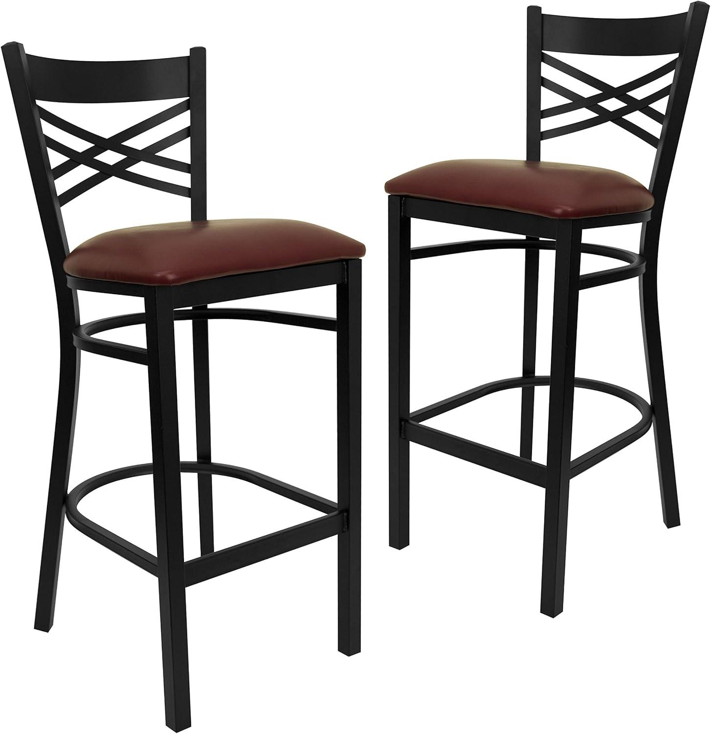 image:imageFlash Furniture HERCULES Series Black X Back Metal Restaurant Barstool Black Vinyl SeatBurgundy Vinyl SeatBlack Metal Frame