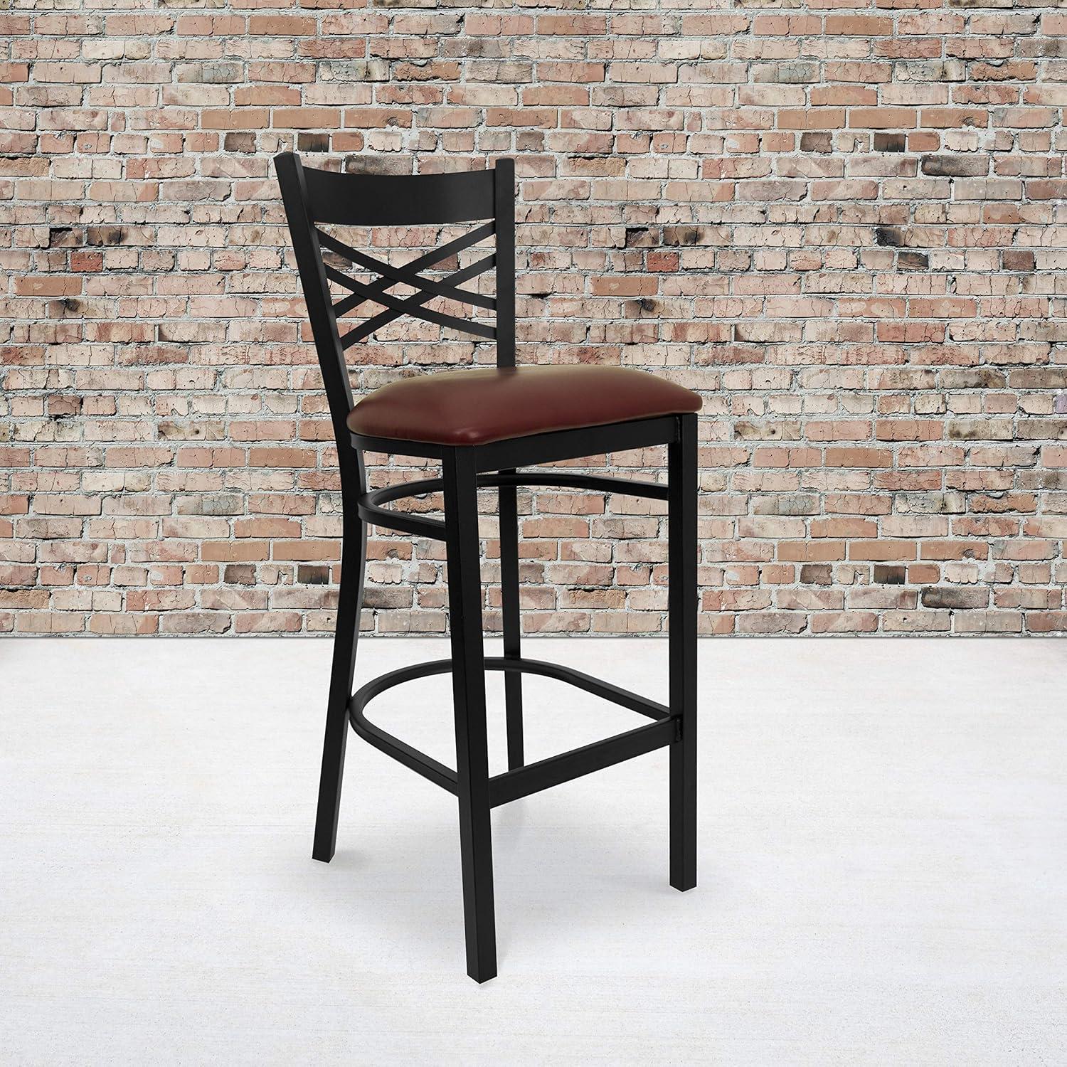 image:imageFlash Furniture HERCULES Series Black X Back Metal Restaurant Barstool Black Vinyl SeatBurgundy Vinyl SeatBlack Metal Frame