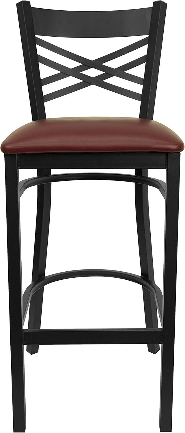 image:imageFlash Furniture HERCULES Series Black X Back Metal Restaurant Barstool Black Vinyl SeatBurgundy Vinyl SeatBlack Metal Frame