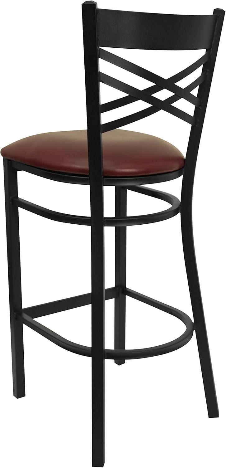 image:imageFlash Furniture HERCULES Series Black X Back Metal Restaurant Barstool Black Vinyl SeatBurgundy Vinyl SeatBlack Metal Frame